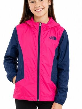 The North Face Girls Pink Navy Windbreaker Jacket Size 10/12 Lightweight